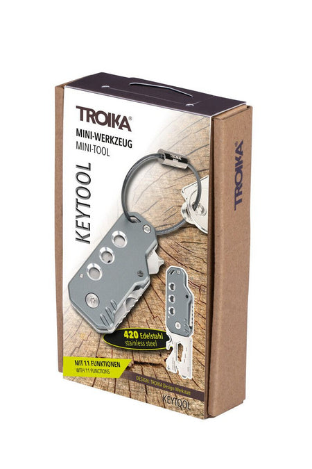 TROIKA Multitool-Schlüsselanhänger Keytool – 11 Funktionen, Flaschenöffner, Aluminium/Edelstahl, Grau