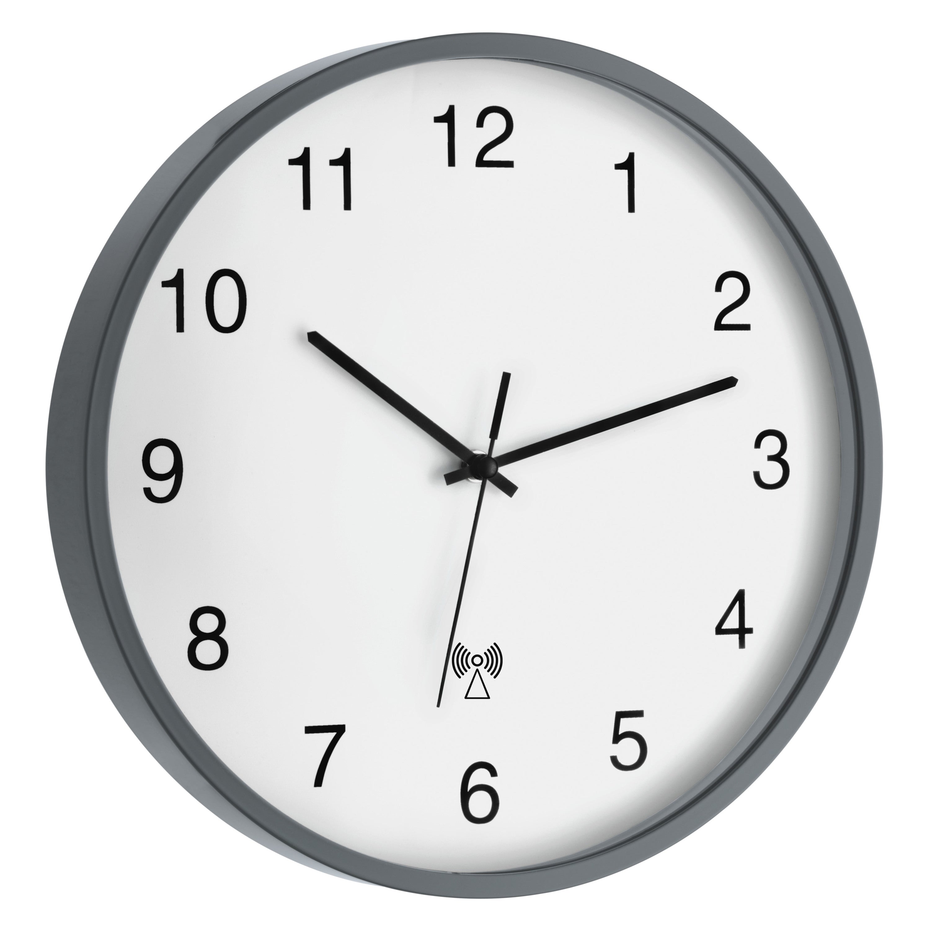 TFA-Dostmann TFA Dostmann Wanduhr – Funk, analog, Ø 30,2 cm, grau, Kunststoff/Glas