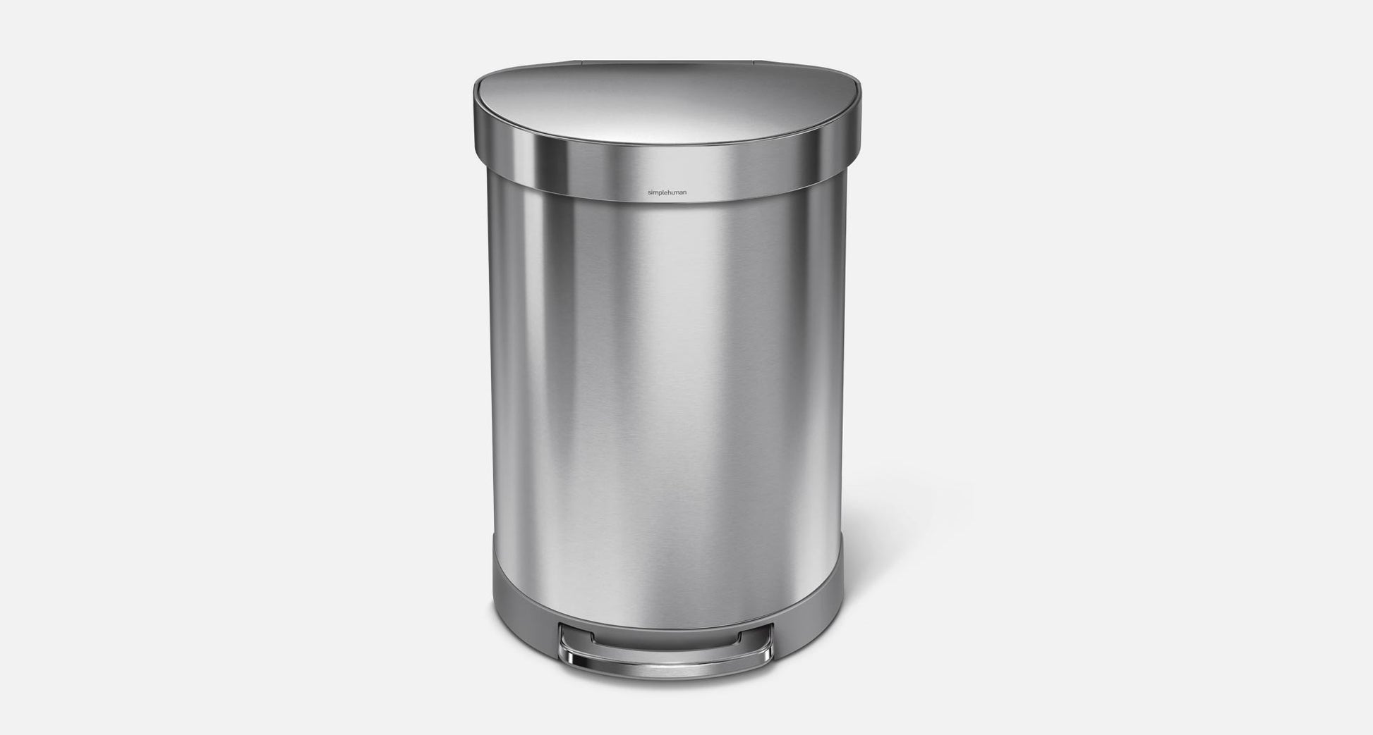 simplehuman Abfallcontainer – 60 l, mit Deckel, Edelstahl – B × H × T 455 × 670 × 417 mm