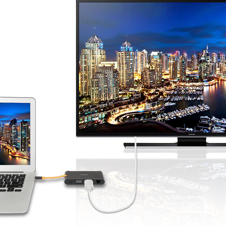 EXSYS EX-1220HM Dockingstation – USB-C, 1× HDMI, 1× VGA, 3× USB-A, GbE, für Windows/Mac/Linux