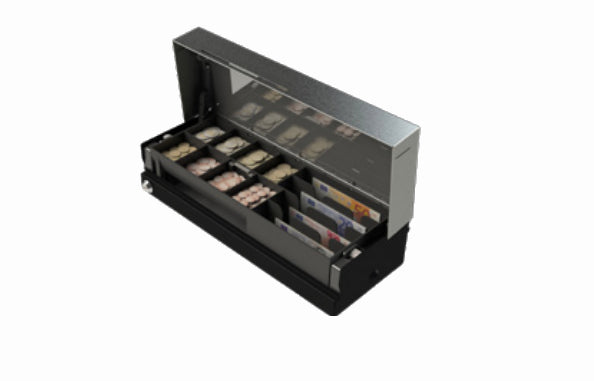 apg Solutions 460MOD03-0763 – Kassenschublade, 6 Scheine/8 Münzen, RJ-11, 460 × 170 × 100 mm, Schwarz