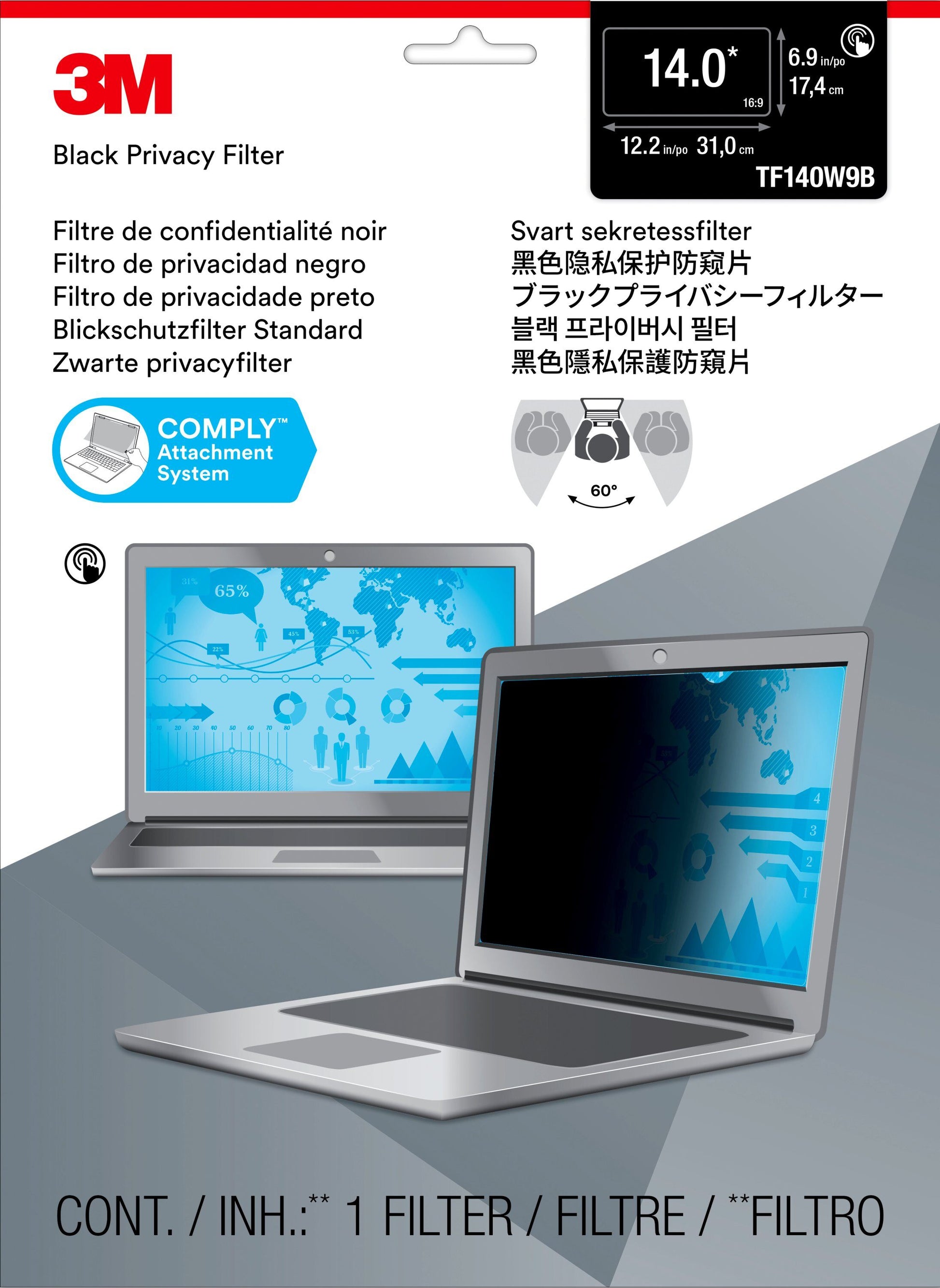 3M Displayschutz für Notebooks bis 15,6" – Schwarz
