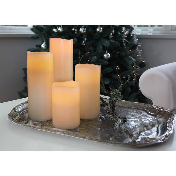 Star Trading LED-Kerze – mit Timer (6/18 h) – Ø 10 × 20 cm – Wachs, beige
