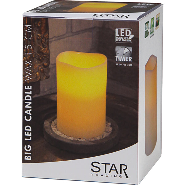 Star Trading LED-Kerze – Ø 10 × 15 cm – Wachs, Elfenbein
