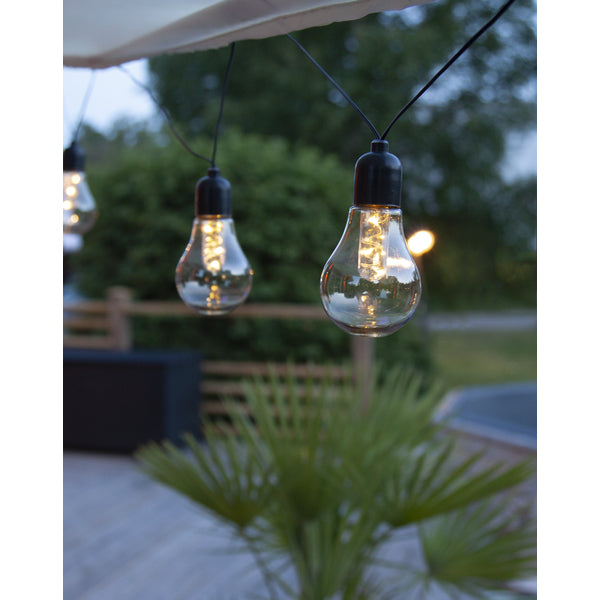 Star Trading LED-Lichterkette Glow – 4,05 m – 1,8 W – Warmweiss – IP44 – Batteriebetrieb – Timer 6/18 h – Schwarz