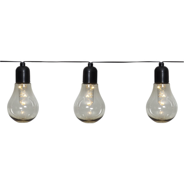 Star Trading LED-Lichterkette Glow – 4,05 m – 1,8 W – Warmweiss – IP44 – Batteriebetrieb – Timer 6/18 h – Schwarz