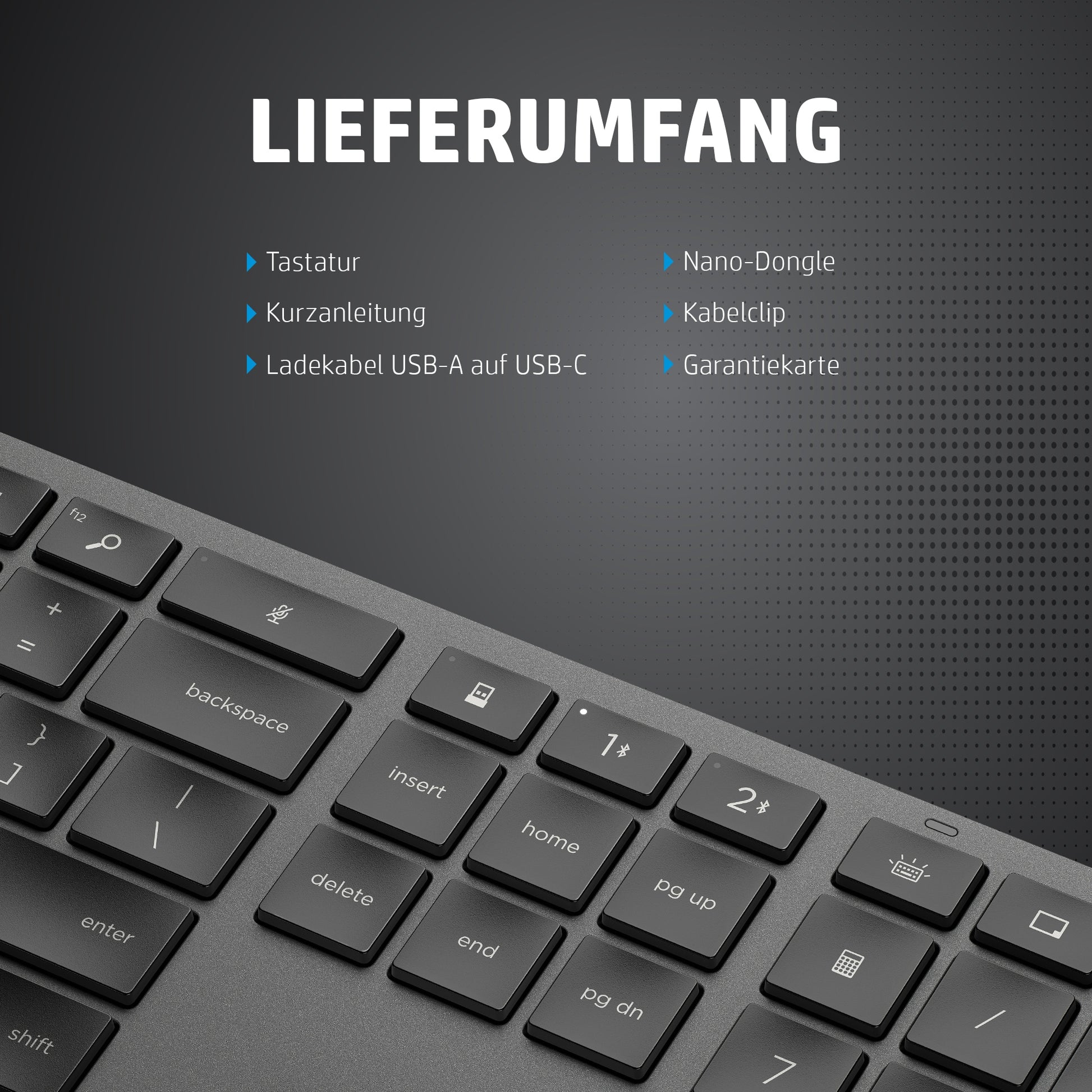 HP 975 – Tastatur, kabellos (Bluetooth), kabelgebunden (USB), CH-Layout (DE-CH)