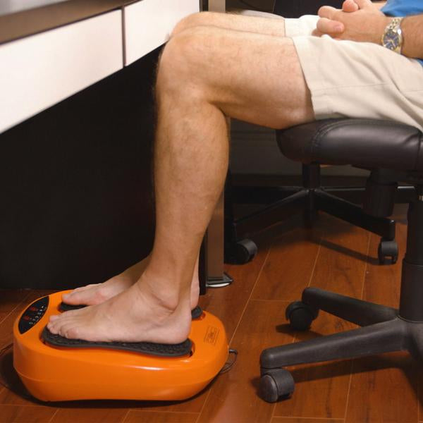 Mediashopping Vibrolegs Fussmassagegerät – Vibrationsmassage, 4 Programme, 10 Geschwindigkeitsstufen – Schwarz/Orange