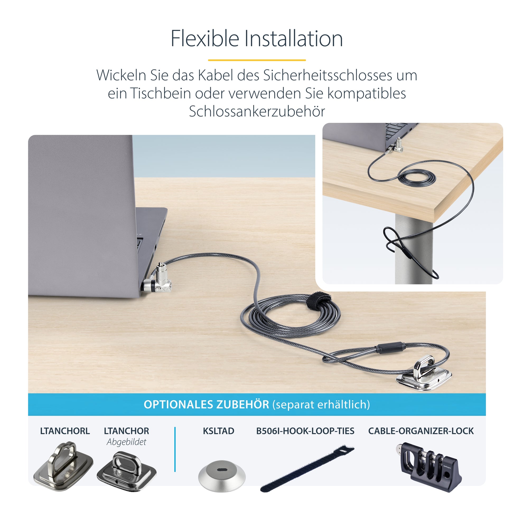 StarTech.com 25er-Pack Laptop-Kabelschloss – für Laptop – Kensington, 2 m, 4,4 mm – Schwarz
