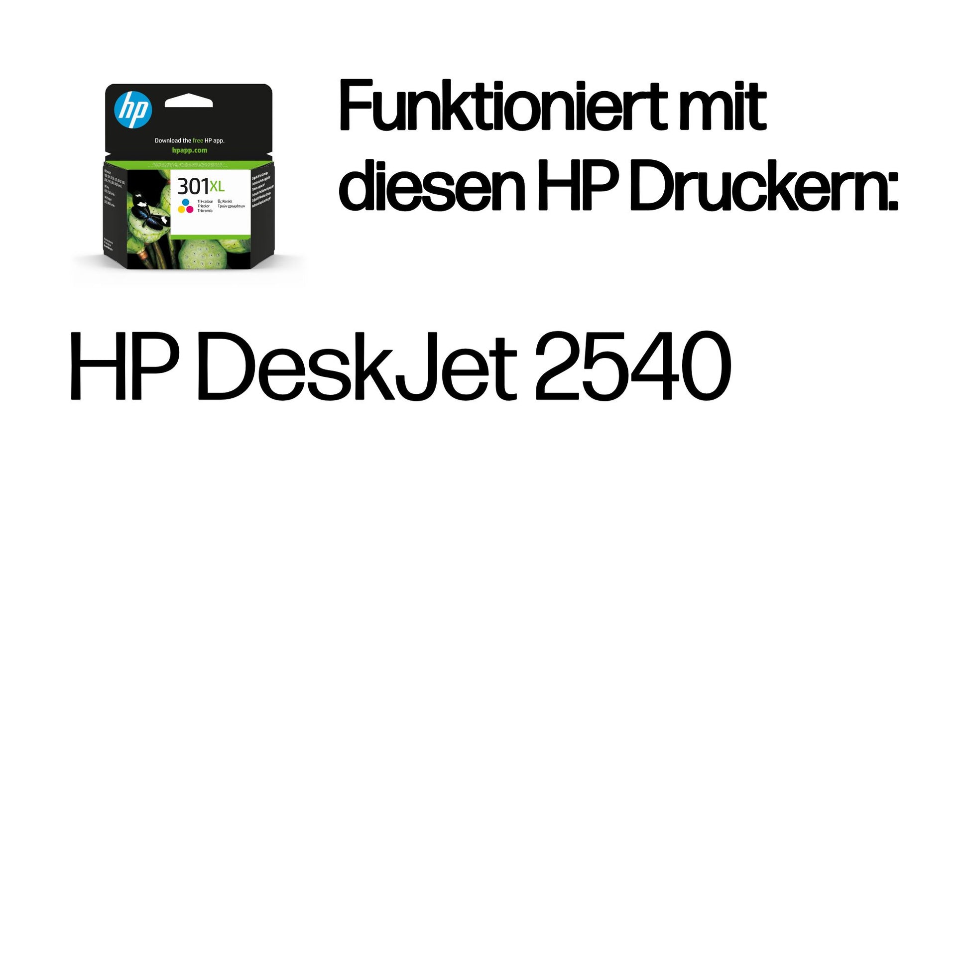 HP 301XL Dreifarbig Tintenpatrone (Original) – 300 Seiten – für HP DeskJet 2540
