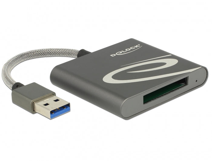 DeLOCK USB-Kartenleser – XQD 2.0 – USB 3.2 Gen 1 (5 Gbit/s) – 0,8 m – Aluminiumgehäuse – Grau
