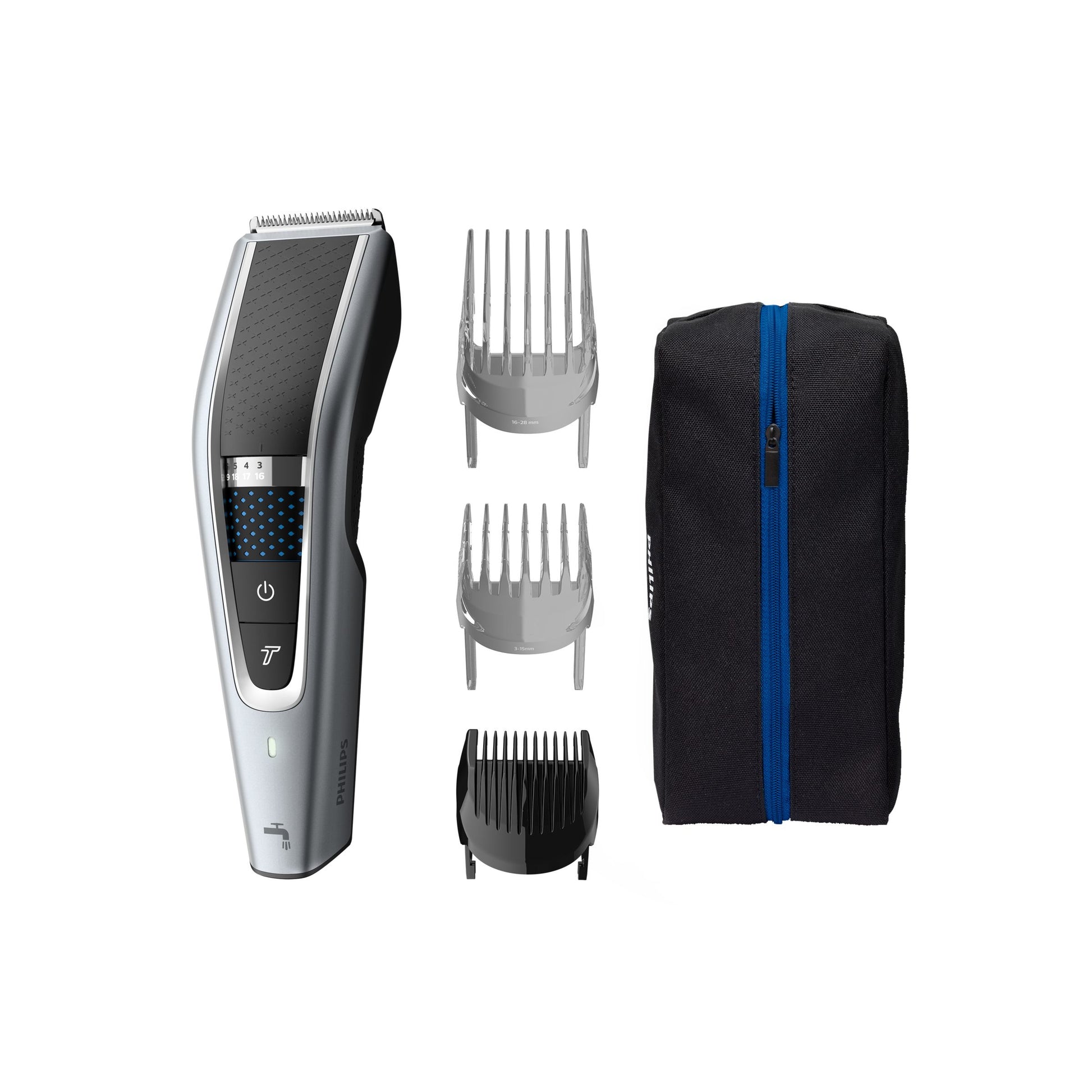Philips Haarschneider Serie 5000 HC5630/15 – Akku, 90 min – Schnittlängen 0,5–28 mm – Silber – Edelstahlmesser