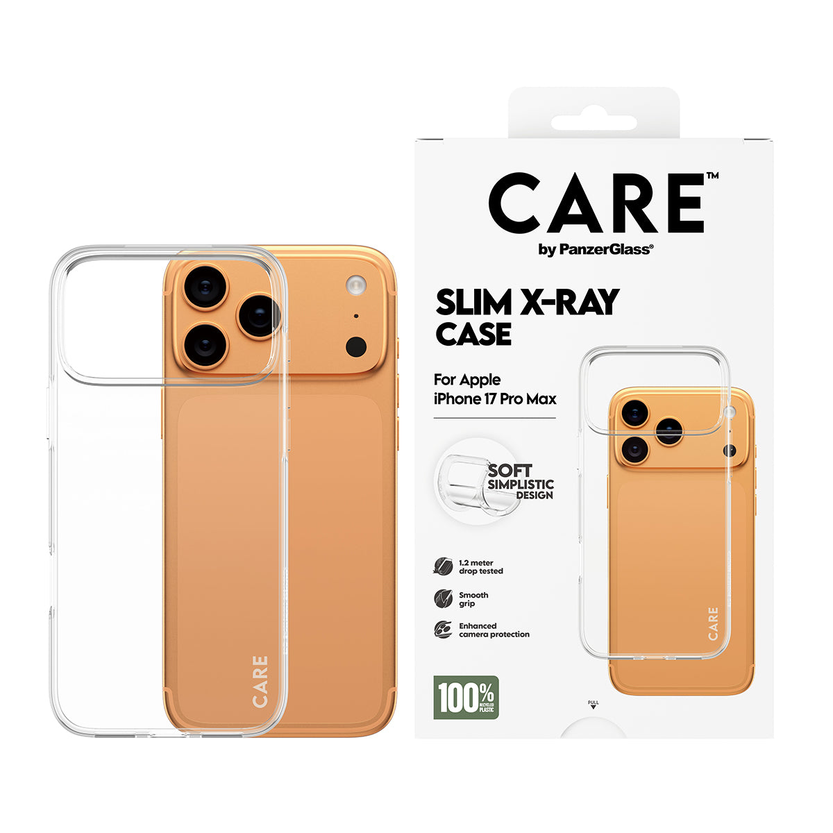 PanzerGlass Backcover CARE Fashionable Case X-Ray Soft Basic – für Apple iPhone 17 Pro Max – transparent
