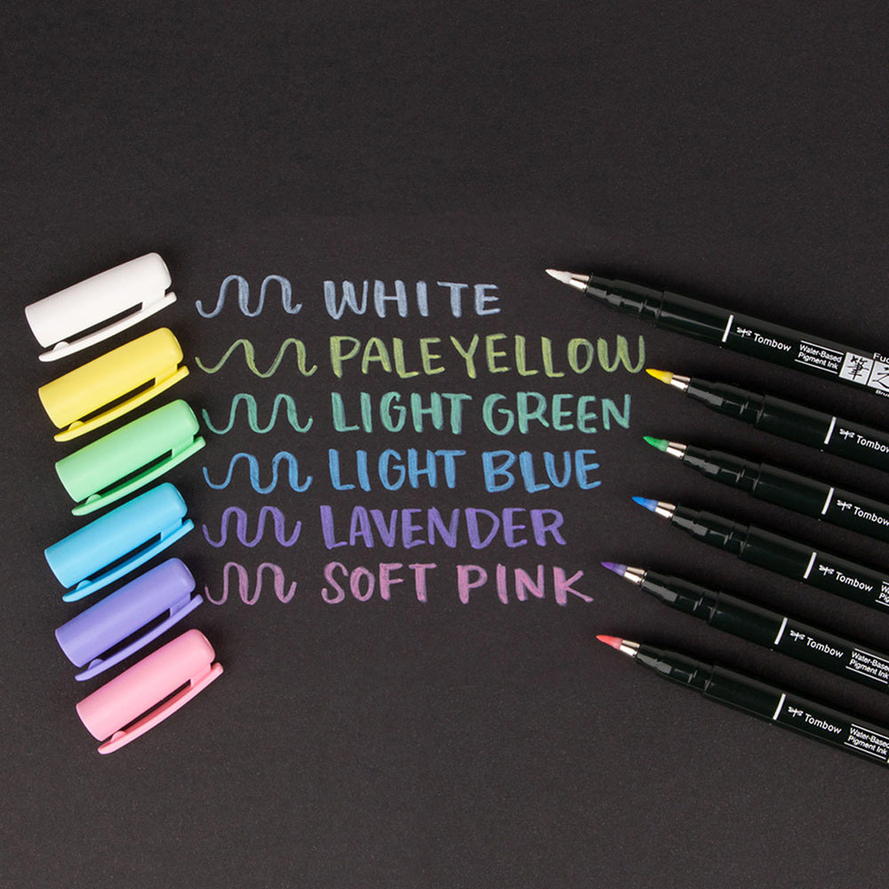 Tombow Fudenosuke Brush Pen Pastell – Pinselspitze, wasserbasiert, 6 Farben