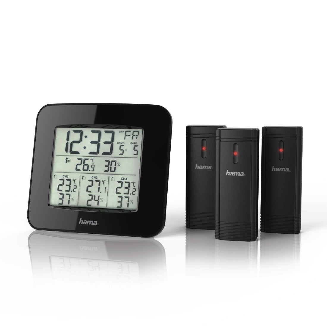 Hama EWS-Trio – Wetterstation, Aussentemperatur, inkl. 3 Sensoren – schwarz