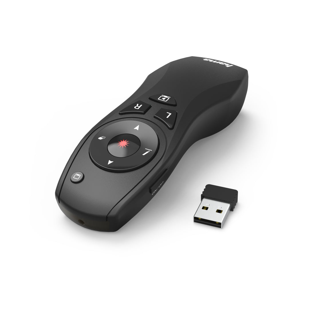 Hama X-Pointer 6 in 1 – Presenter – Roter Laser, 2,4 GHz, Bluetooth, Dongle, Reichweite 15 m, Air-Maus-Funktion