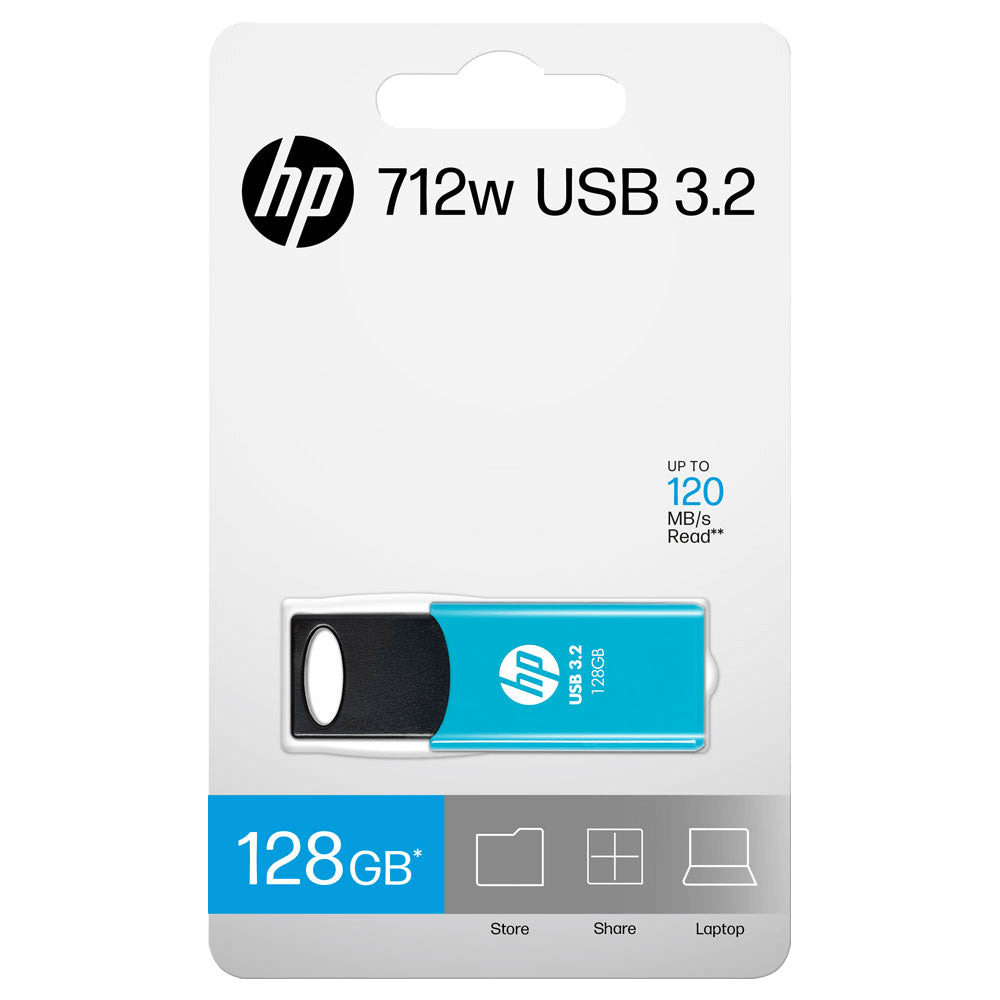 HP 712W USB-Flash-Laufwerk 128 GB – USB-A 3,2 Gen 1, 120 MB/s, blau – für Windows 10/11, macOS