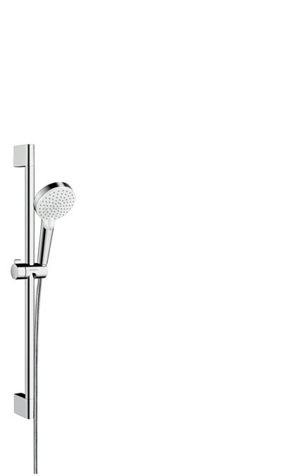 Hansgrohe Duschsystem Crometta – 65 cm, Messing/Chrom, Schlauch 1,6 m, Chrom/Weiss
