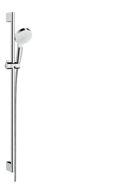 Hansgrohe Crometta Brausestange – 100 cm, Kunststoff, Schlauch 1,6 m, Weiss/Chrom