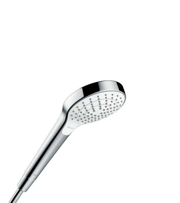 Hansgrohe Handbrause Croma Select S – Ø10,8 cm, Kunststoff, Wandmontiert, Chrom/Weiss