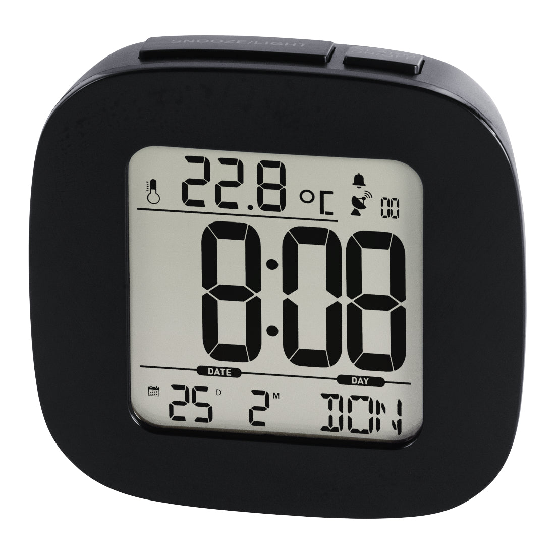 Hama RC 45 Digitalwecker – Funk, Thermometer, 7,8 × 7,8 × 4,0 cm, Schwarz, Kunststoff