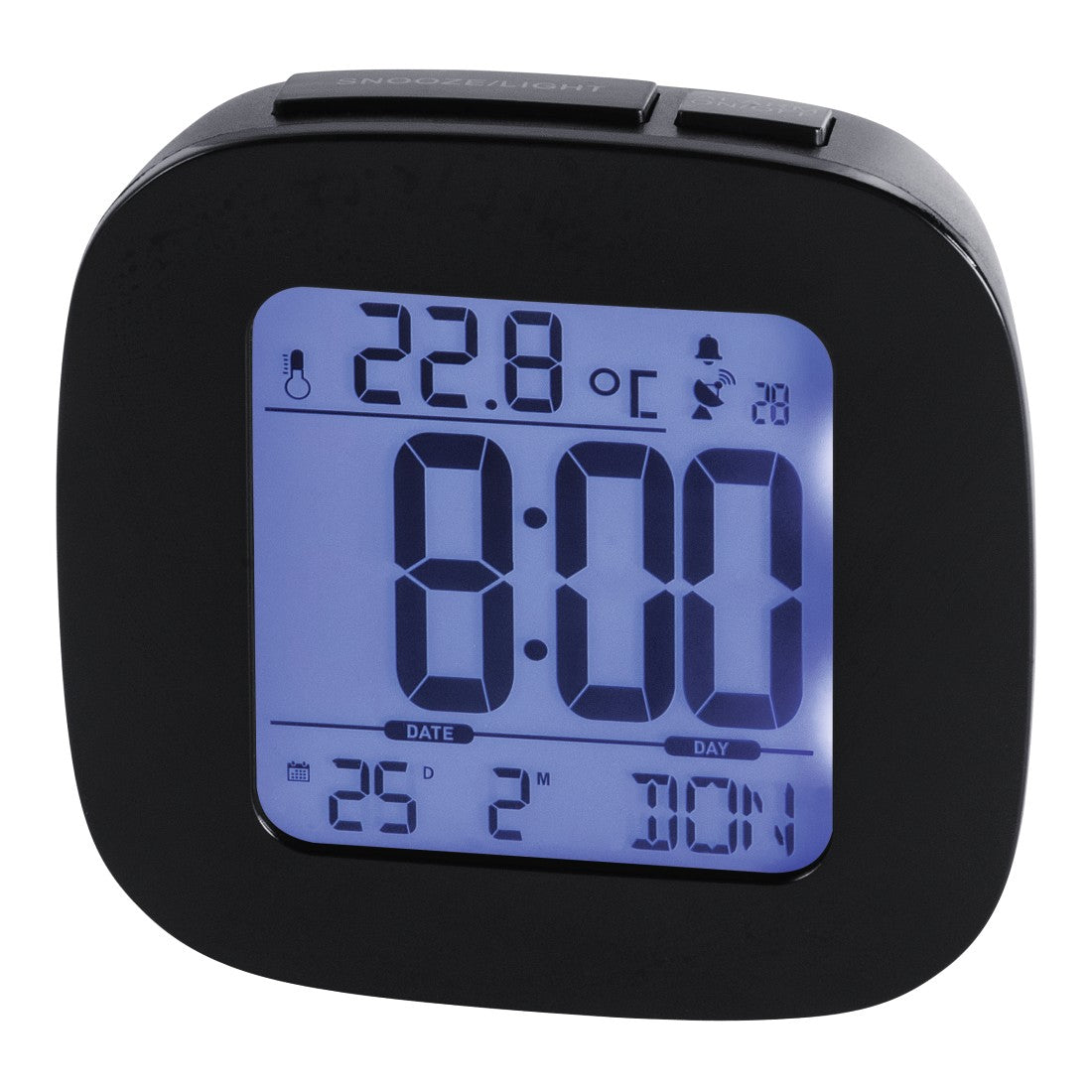 Hama RC 45 Digitalwecker – Funk, Thermometer, 7,8 × 7,8 × 4,0 cm, Schwarz, Kunststoff