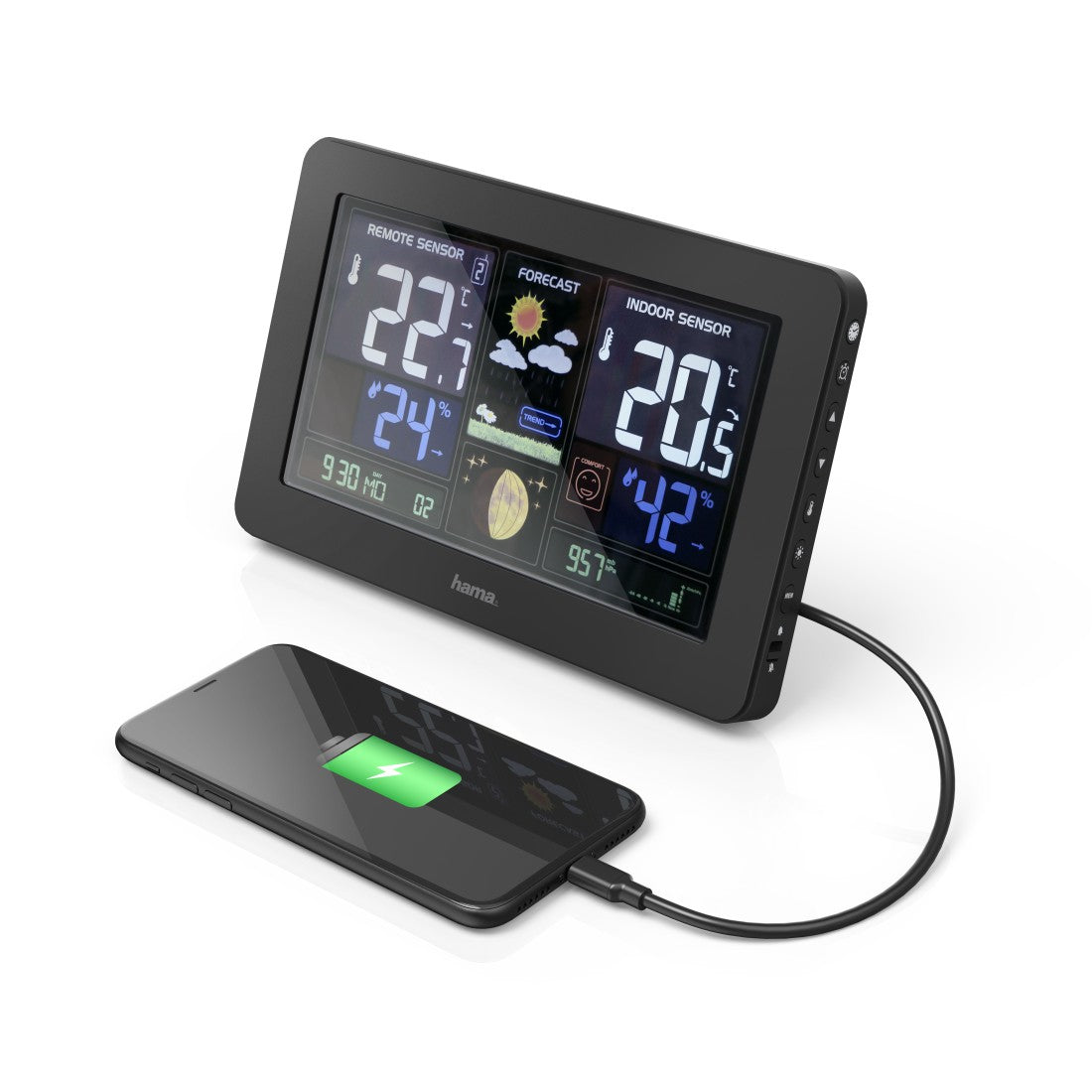 Hama Wetterstation Premium Temperatur-/Feuchtesensor – Kabellos, −20–60 °C, 20–95 %, Innen/Aussen