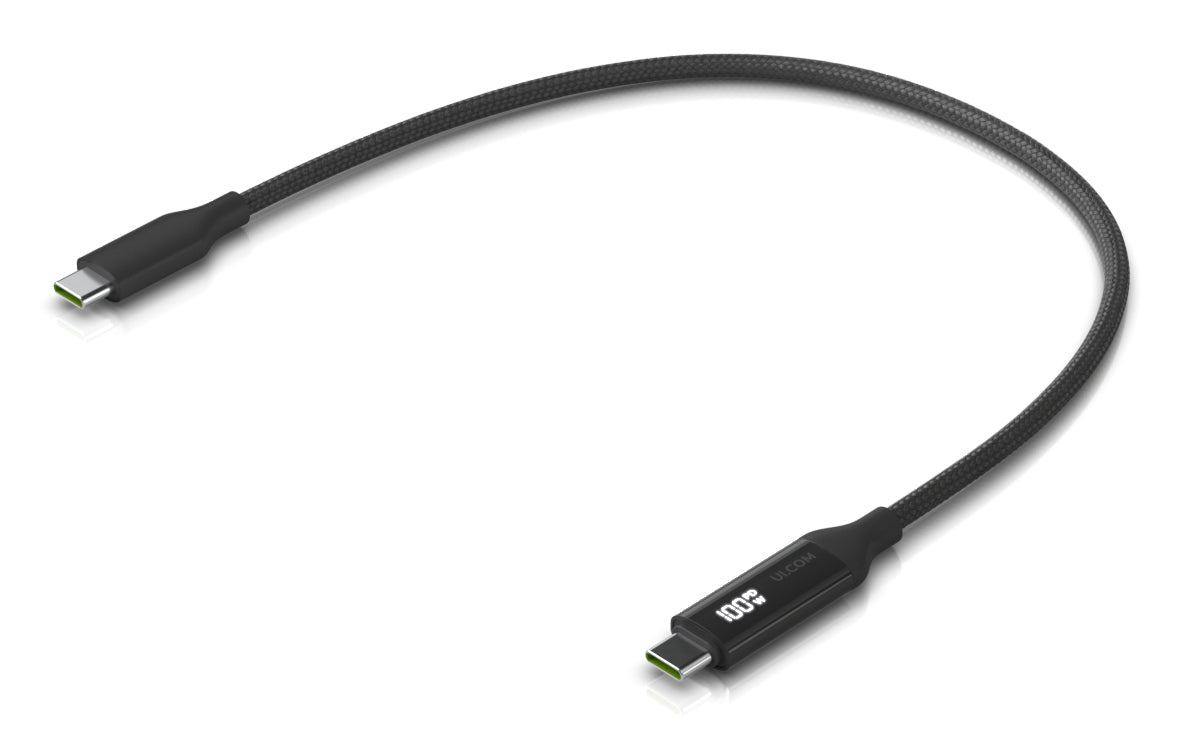Ubiquiti USB-C auf USB-C Kabel – USB 2.0 (480 Mbit/s) – 0,3 m – PD 100 W – Geflochten, LED-Leistungsmesser