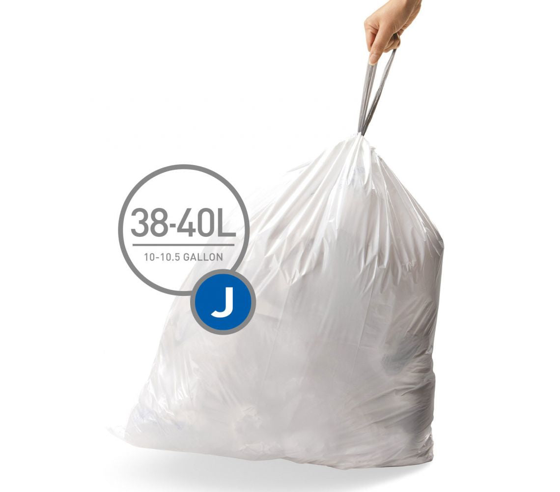 simplehuman Kehrichtsack CW0169 für Abfalleimer – 30 l, mit Zugband, PE, weiss, 20 Stk