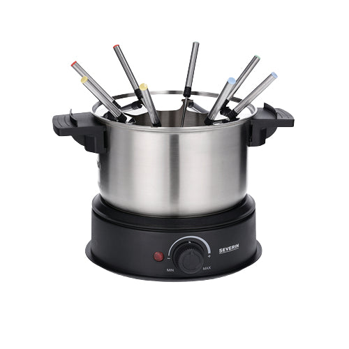 Severin Fondue-Set FO 2470 – Edelstahl, 1,4 l, 8 Personen, elektrisch – schwarz/Edelstahl