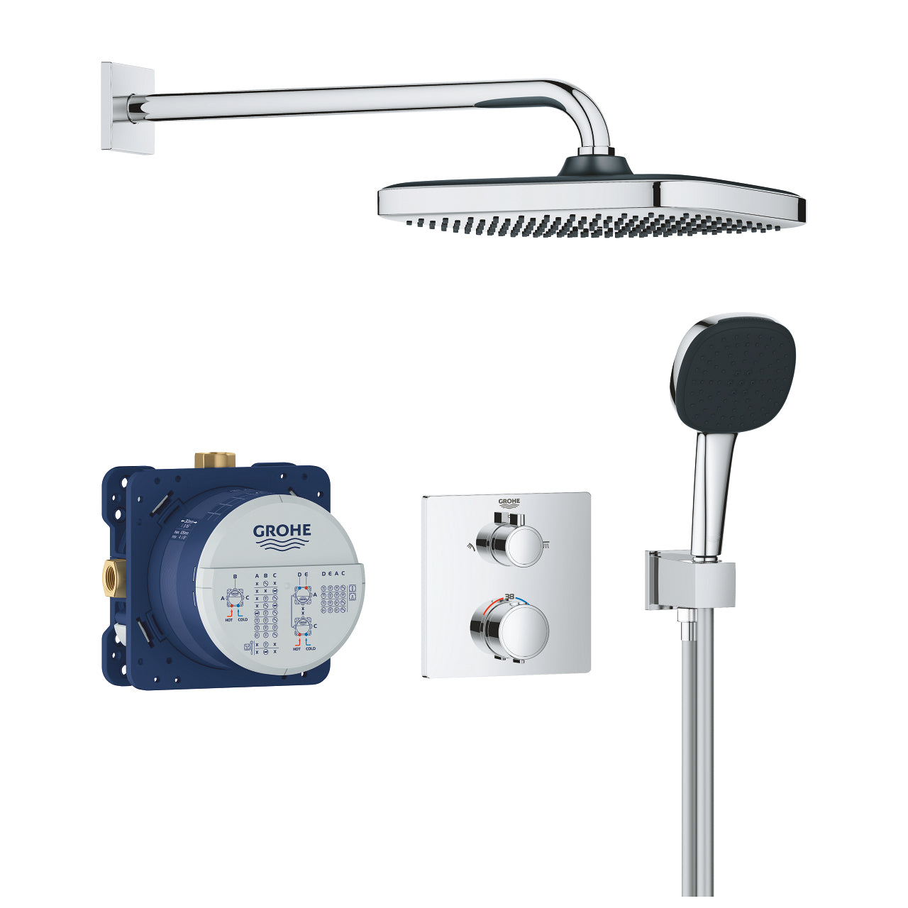 GROHE Badebatterie (Unterputz) Vitalio – Thermostat, Kunststoff, Chrom