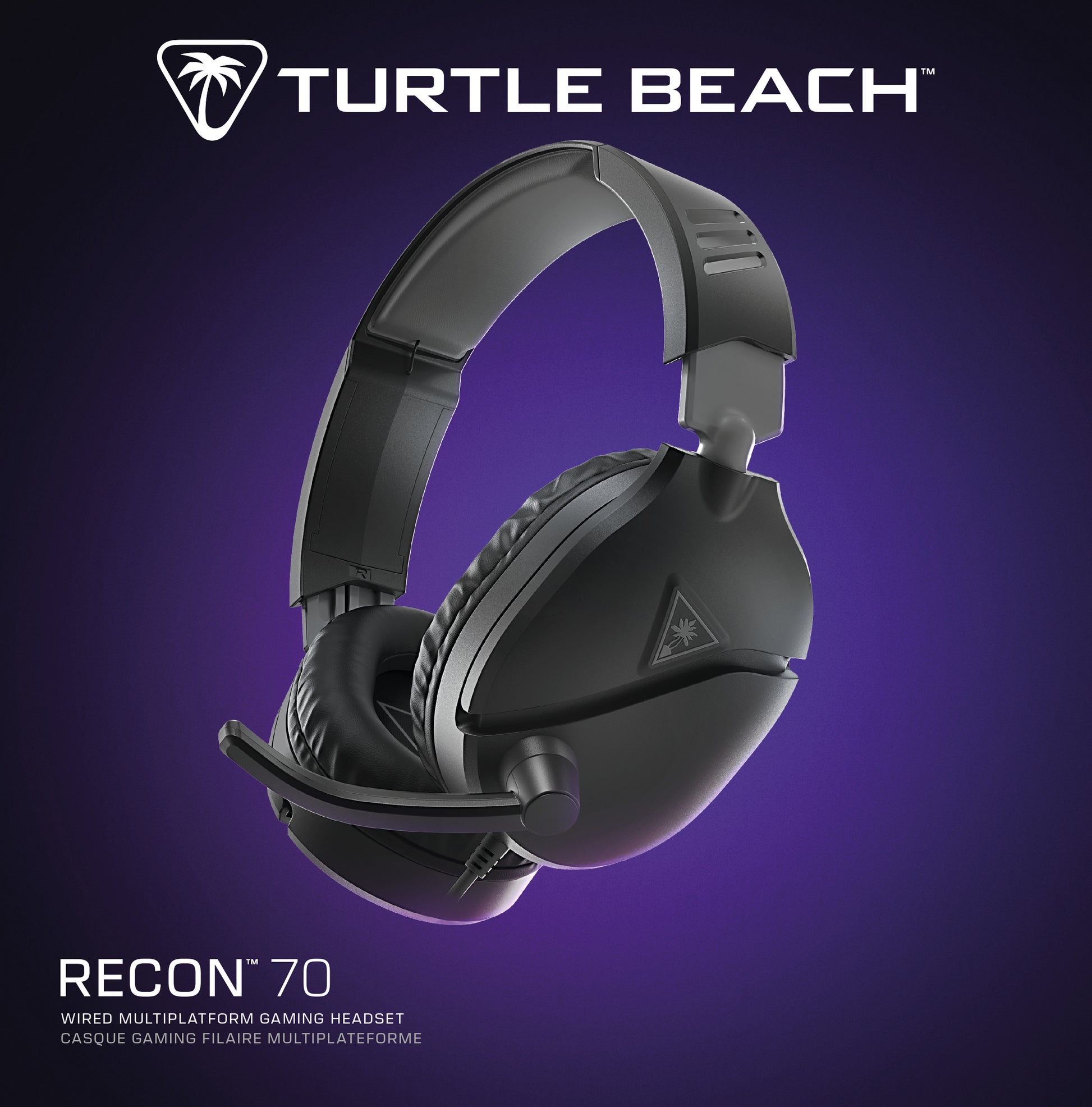 Turtle Beach Recon 70 Gaming-Headset – Over-Ear, Stereo, Kabelgebunden, 3,5 mm Klinke, Schwarz