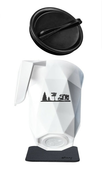 Silwy Tasse S030-1403-1-C – 300 ml, 8,5 × 12,0 cm, Kunststoff, Weiss, mit Deckel, stapelbar