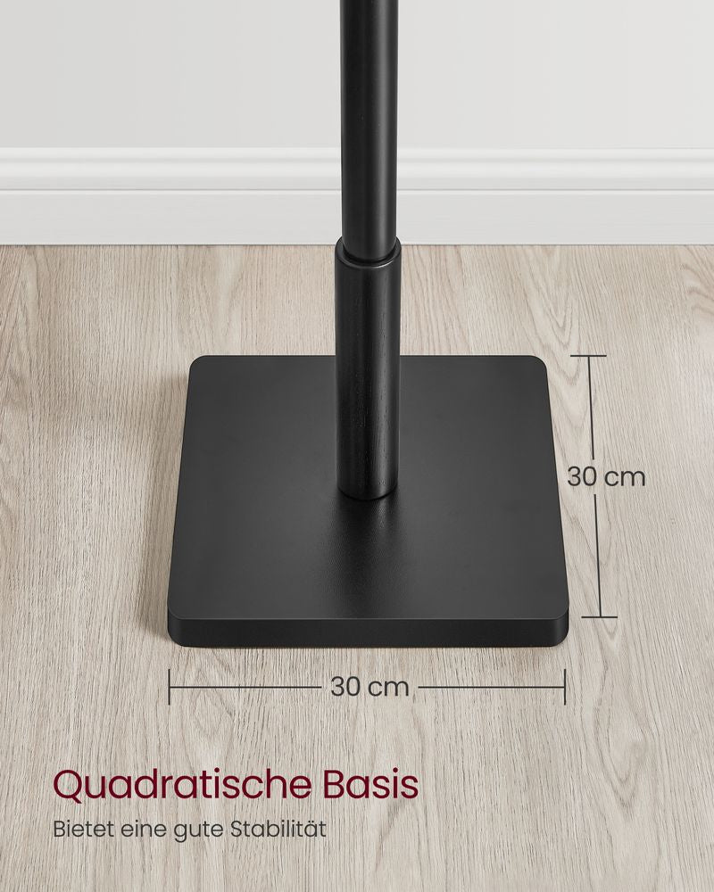 Vasagle Garderobenständer – 8 Haken, Gummibaumholz/MDF, Schwarz, 30 × 30 × 175 cm