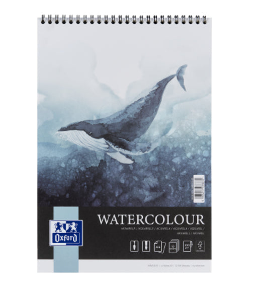 Oxford Aquarellblock – A4 – 300 g/m² – Spiralbindung – Weiss