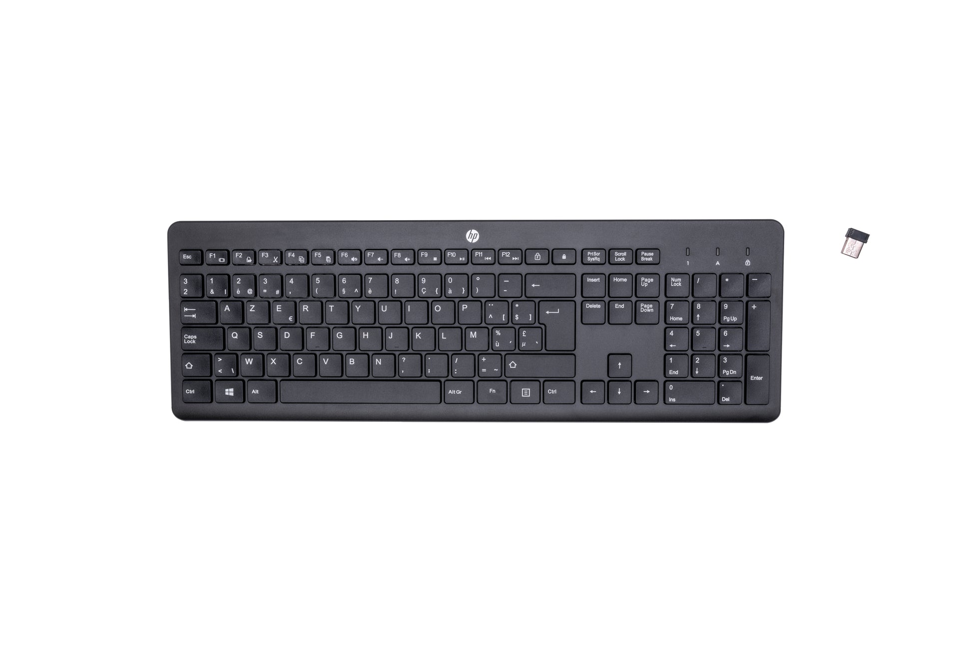 HP 230 – Tastatur – Membran – 2,4 GHz USB-A (Empfänger) – AZERTY (BE) – Schwarz