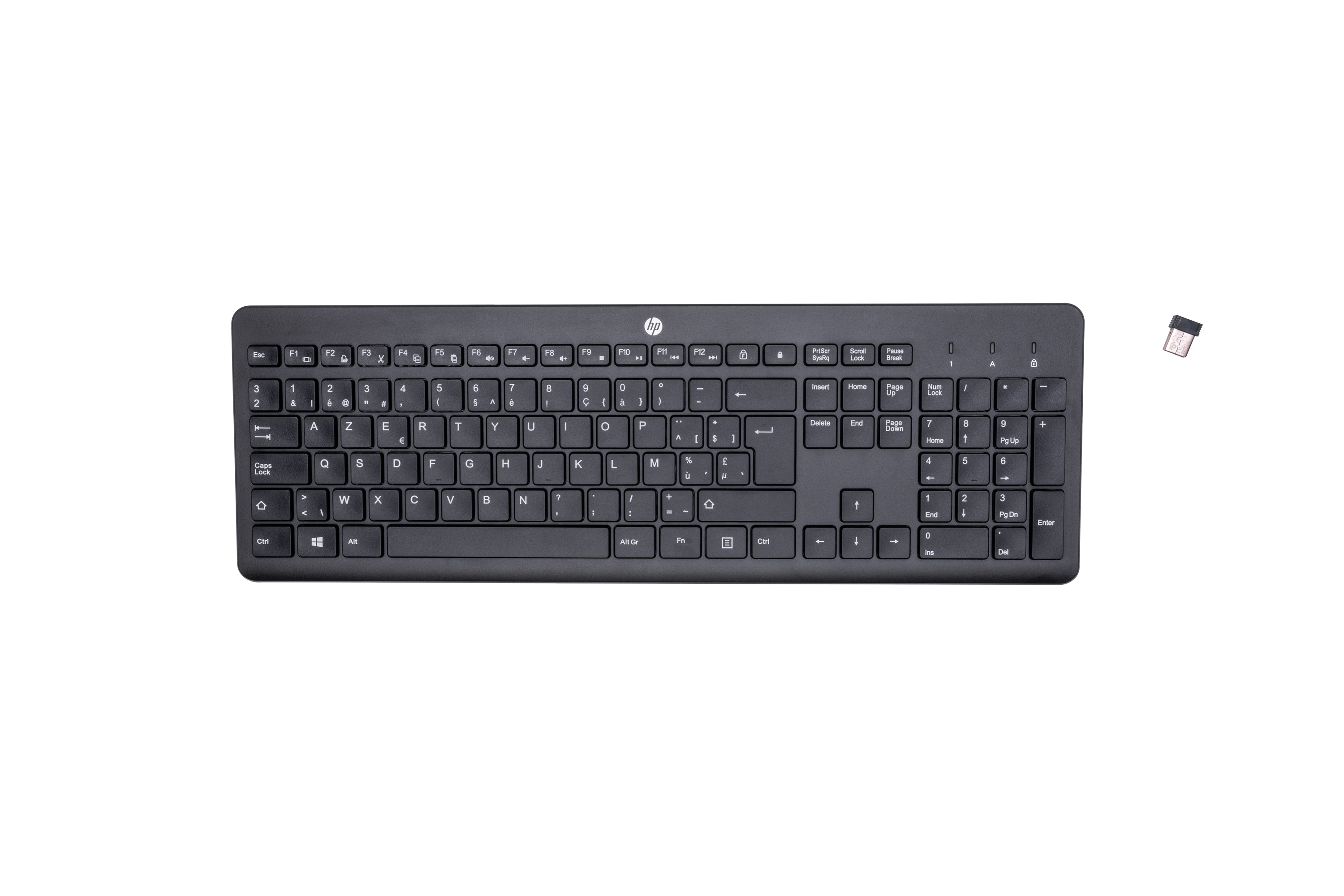 HP 230 – Tastatur – Membran – 2,4 GHz USB-A (Empfänger) – AZERTY (BE) – Schwarz
