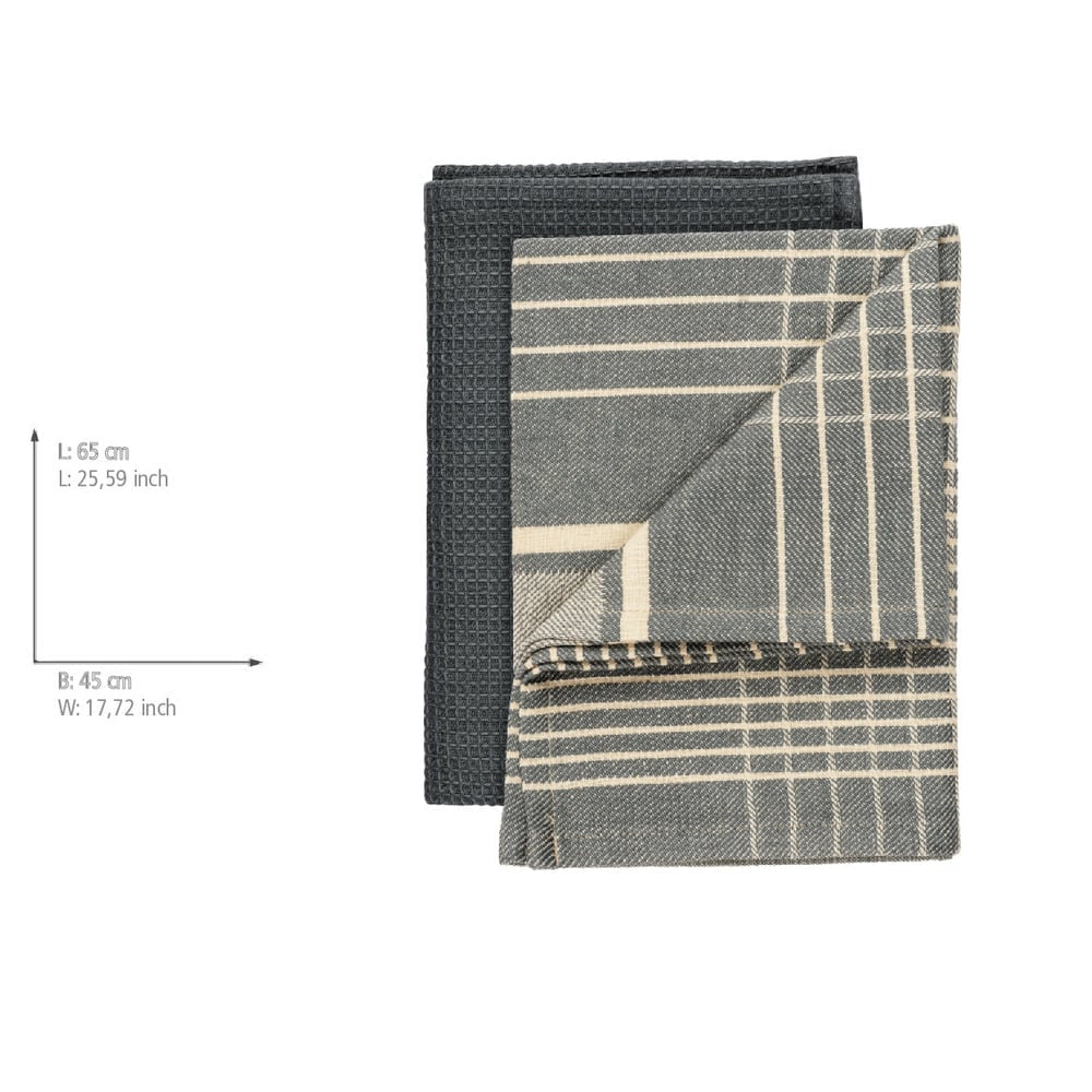 Wenko Tito – Geschirrtücher 2er-Set, 45 × 65 cm, Baumwolle, Grau