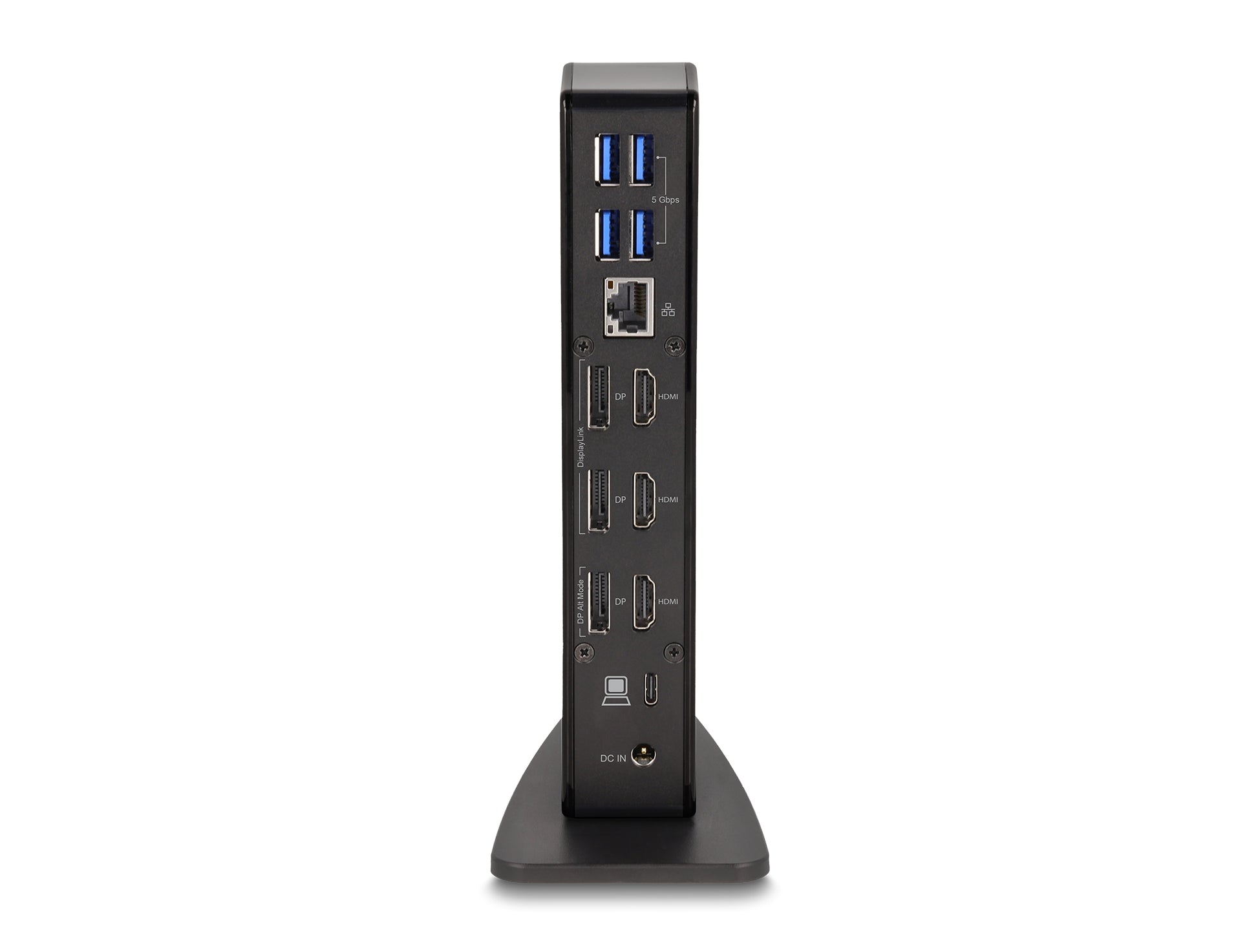 DeLOCK Dockingstation – USB-C, 3× DP, 3× HDMI, 4× USB-A, 96 W PD, GbE, SD, 3,5 mm Audio, für Windows/Mac
