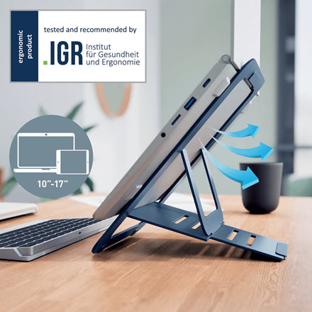 Leitz Laptop-Ständer – bis 17", faltbar, 5 Höhenpositionen – Grau