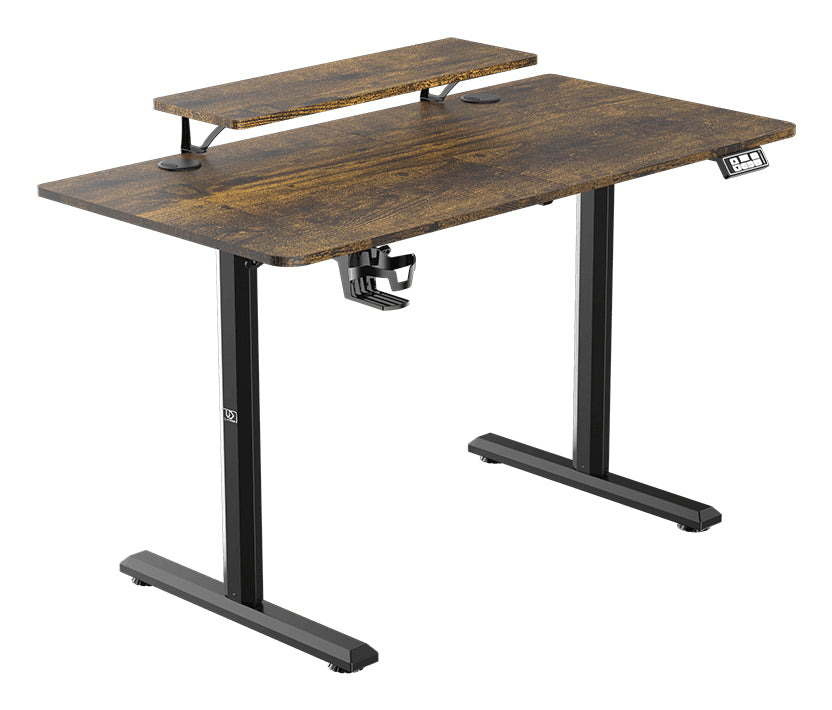 Ultradesk Higlander Gaming-Tisch – 120 × 60,5 cm, höhenverstellbar, braun, Stahl