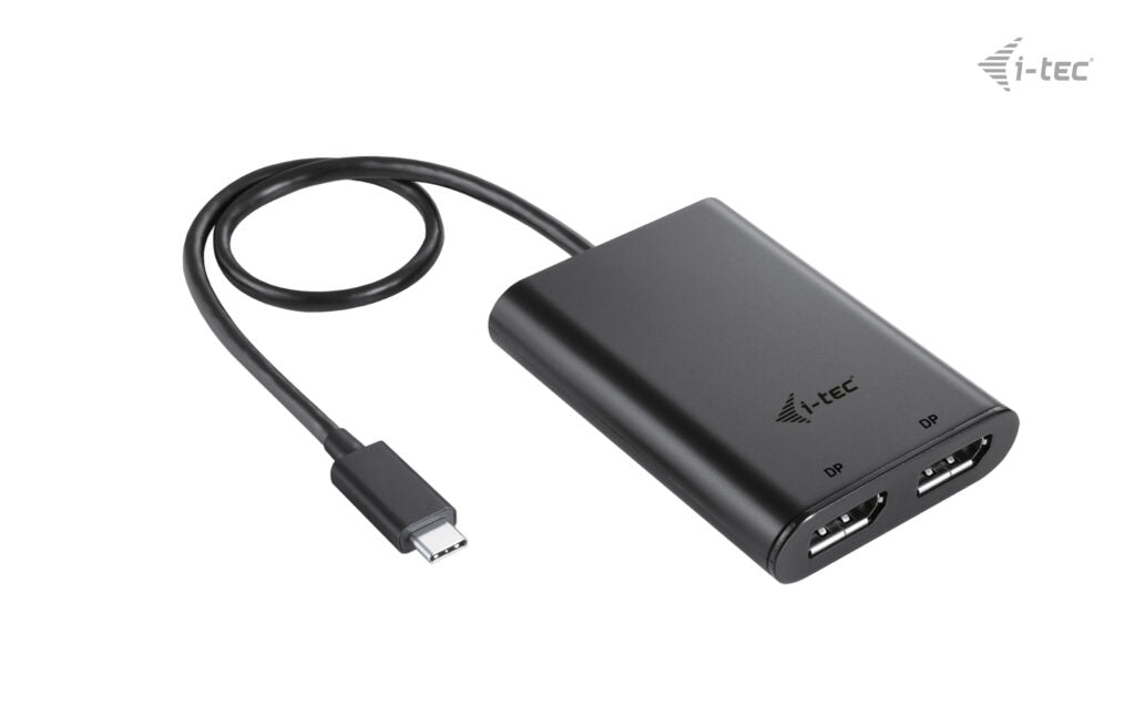 i-tec USB-C zu 2× DisplayPort Adapter – 2× 4K (3840 × 2160) @ 60 Hz / 8K (7680 × 4320) @ 30 Hz, 0,3 m, Schwarz
