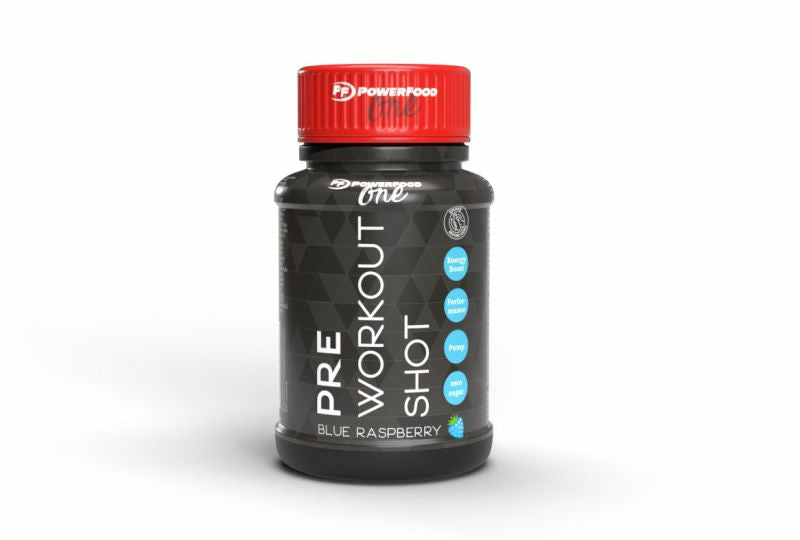 PowerFood Pre-Workout One, Himbeere, Zuckerfrei, Koffeinhaltig – 60 ml