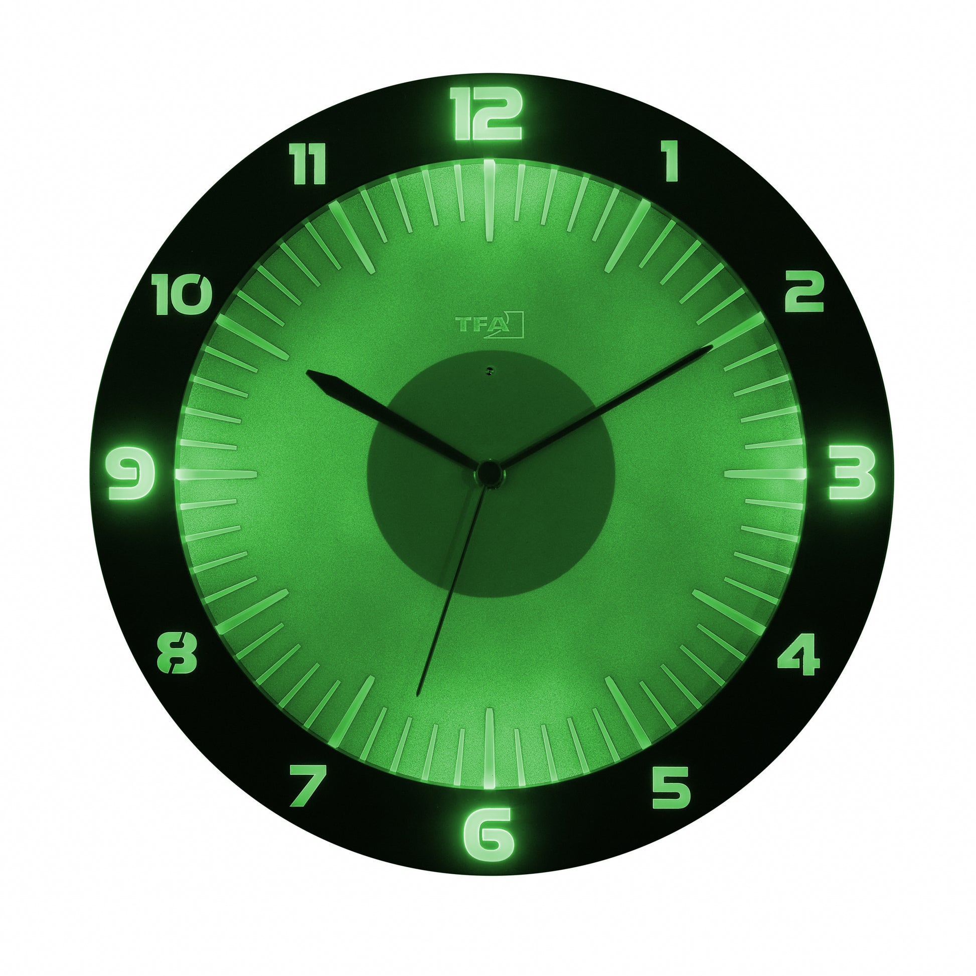 TFA-Dostmann TFA Dostmann LUMOCLOCK Wanduhr – Funk, analog, Licht, USB, Ø 30,3 cm, schwarz, Kunststoff