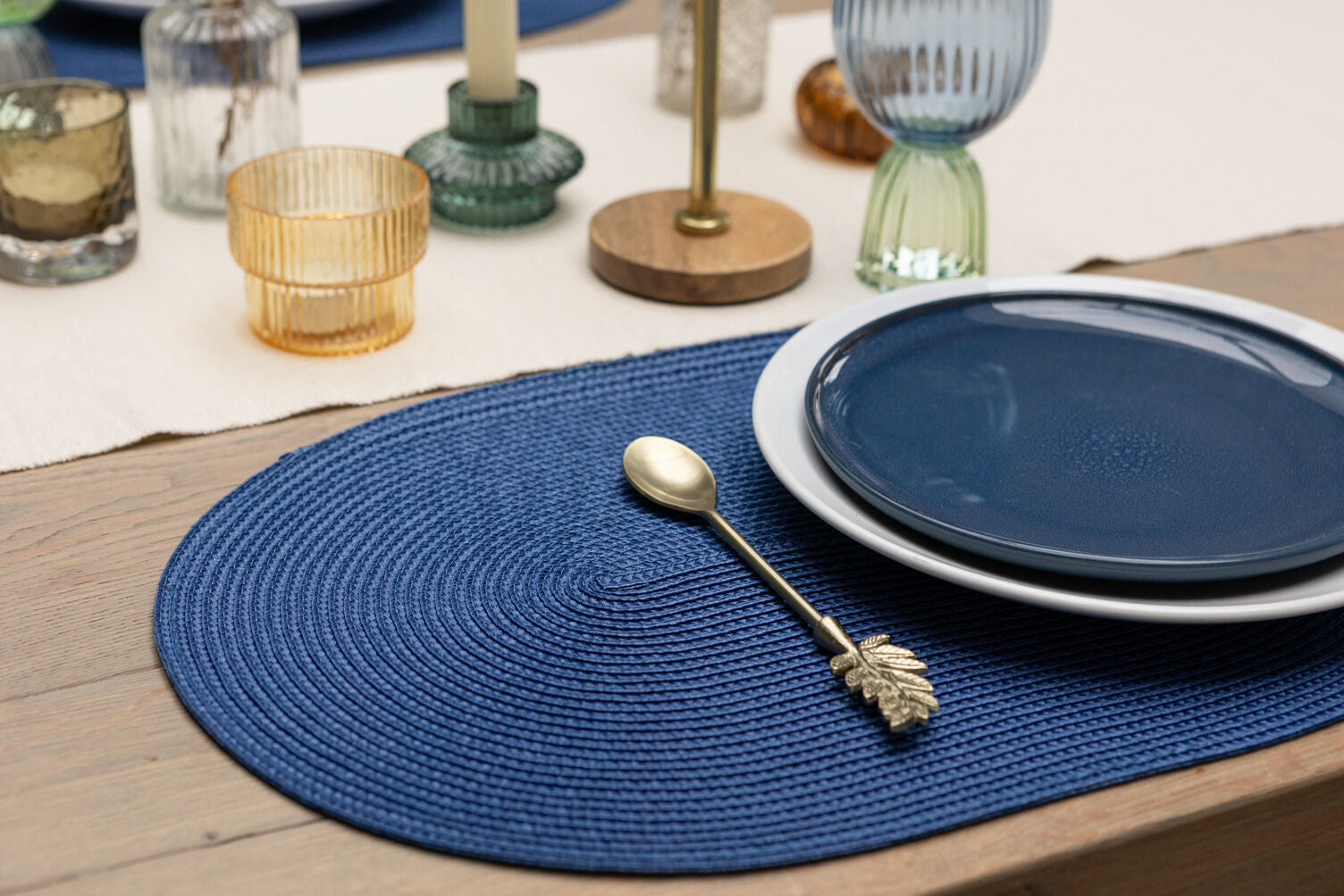 d-c-fix Tischset – oval, PP, blau, 44 × 29 cm