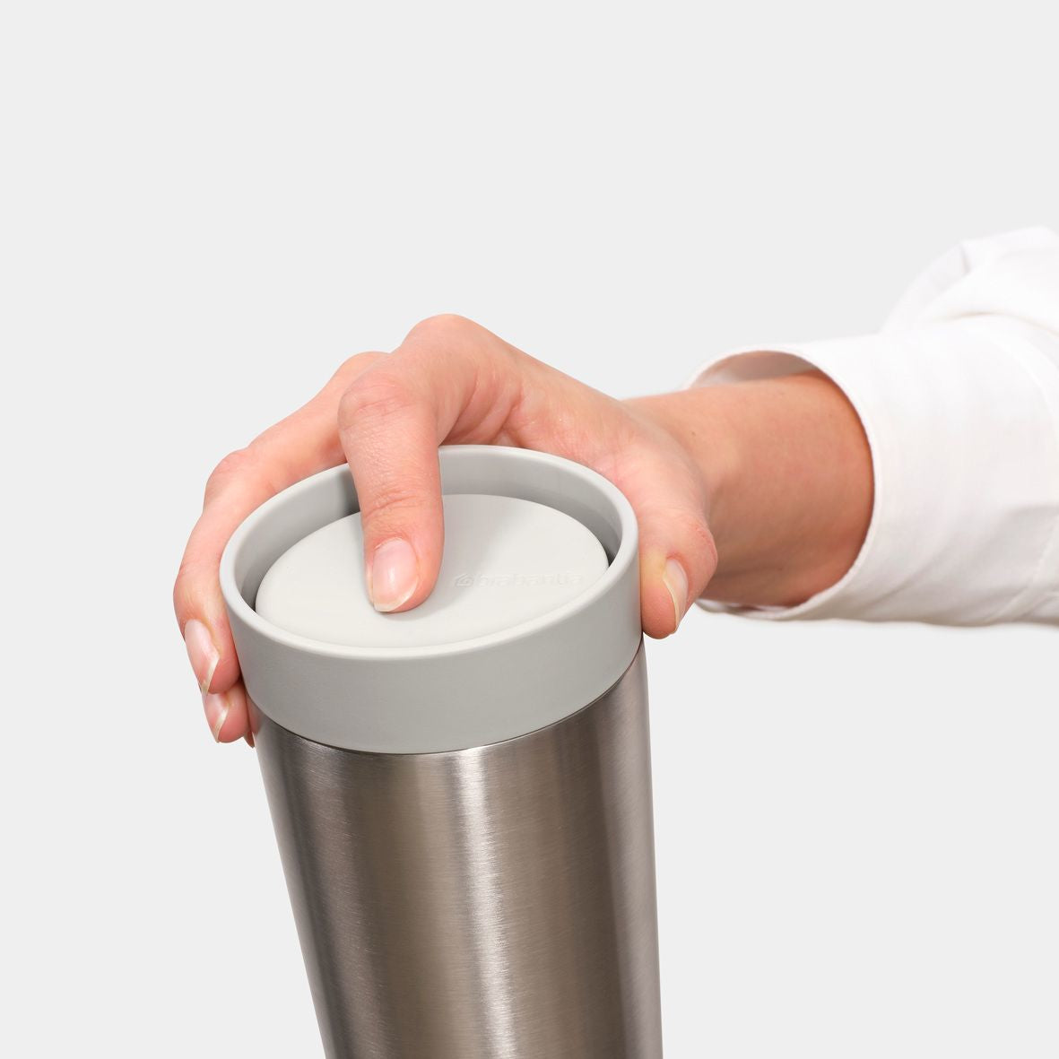 Brabantia Make & Take Thermobecher 360 ml – Doppelwandig 6-8 h heiss, Schraubdeckel, Edelstahl
