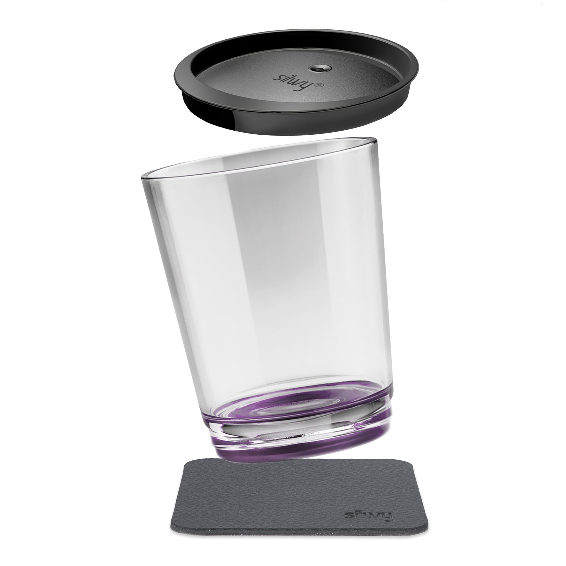 Silwy Trinkbecher Triple – 250 ml, 8,2 × 10,0 cm, Kunststoff, Violett, mit Deckel, BPA-frei, bruchfest