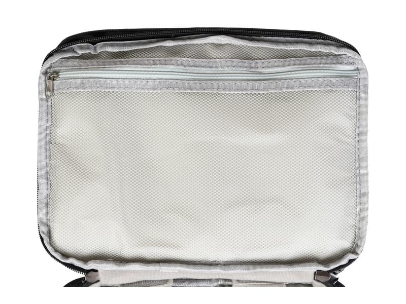 ONIT Reissverschlusstasche – 12 Fächer, Tragegriff, Reissverschluss – 27 × 21 × 9 cm – Schwarz – 300D Polyester
