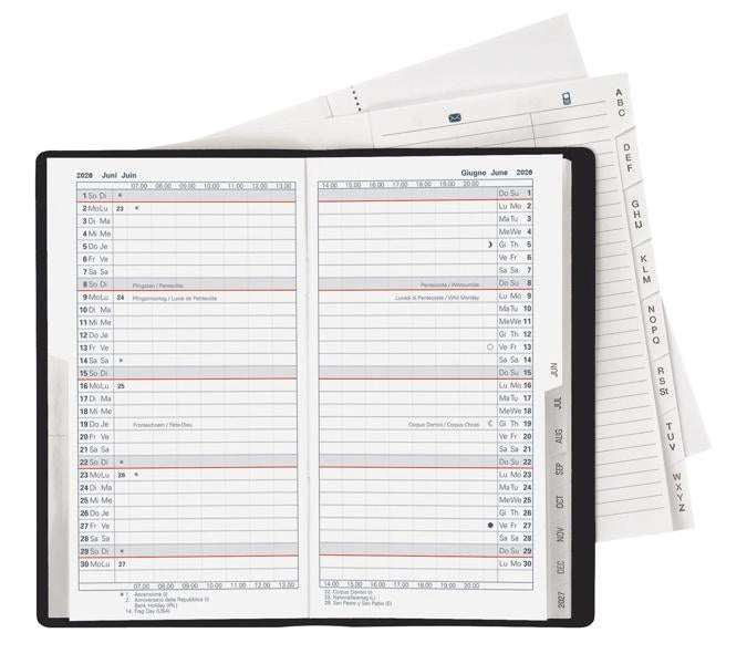 Biella Luzern Agenda – 1 Monat/2 Seiten, geheftet, 8,7 × 15,3 cm, 15 Monate Okt–Dez, 2026, schwarz, PEFC