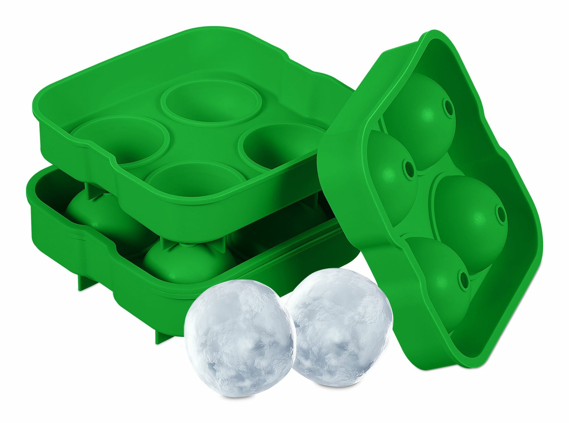 Relaxdays Eiswürfelform Kugel – Ø 4,5 × 5 cm, Silikon, Grün, 2 Stk., spülmaschinenfest